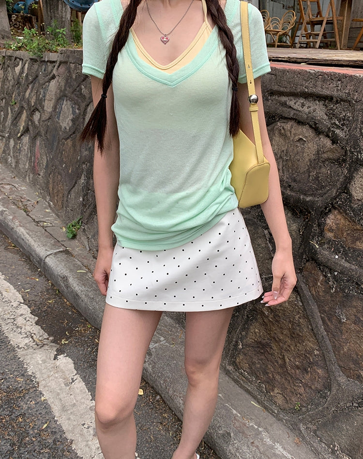 A-Line Polka Dot Mini Skirt