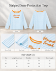 Korean-style blue and white striped off-shoulder sun-protection top