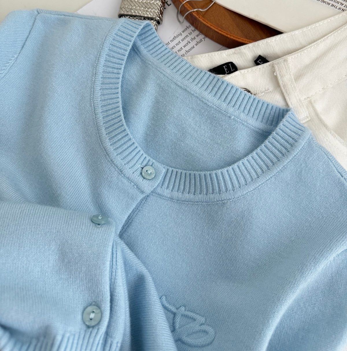 Lake Blue 100% Wool Cardigan