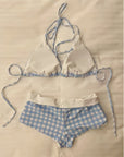 Korean-style Fresh Gingham Bikini Set