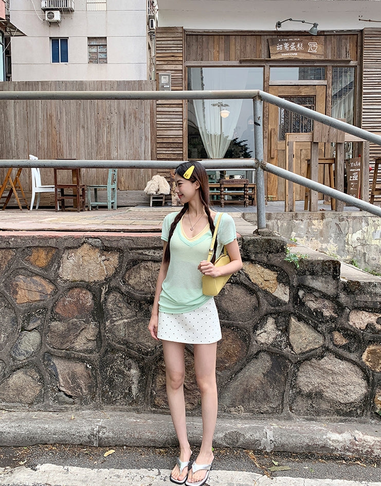 A-Line Polka Dot Mini Skirt