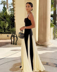 Black and White Patchwork Maxi Slip Dress