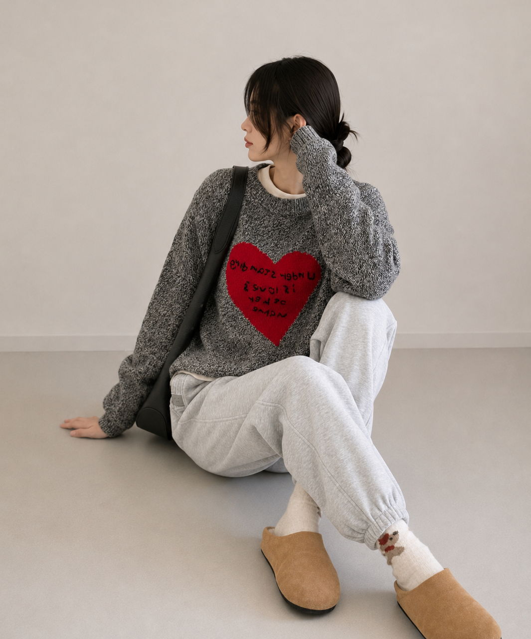 Korean Smile Patch Fleece Joggers