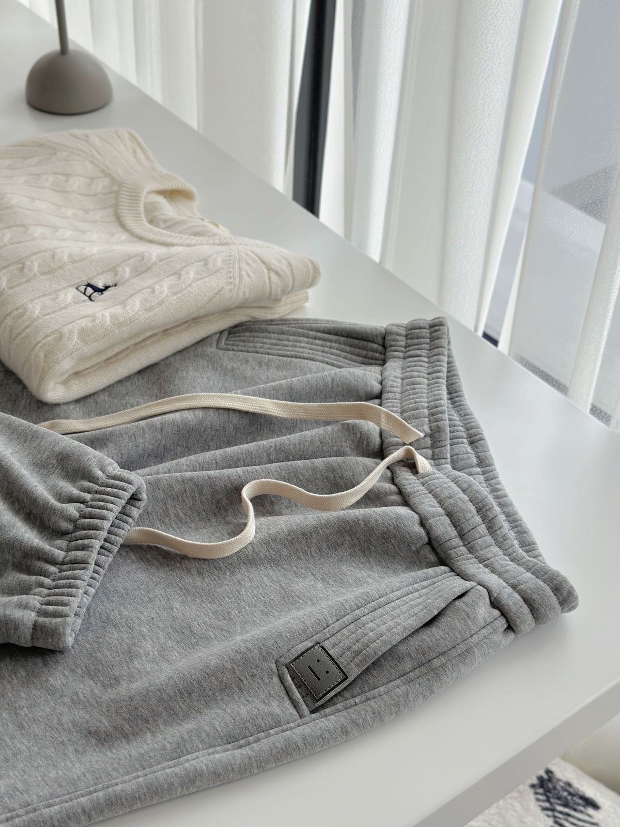 Korean Smile Patch Fleece Joggers
