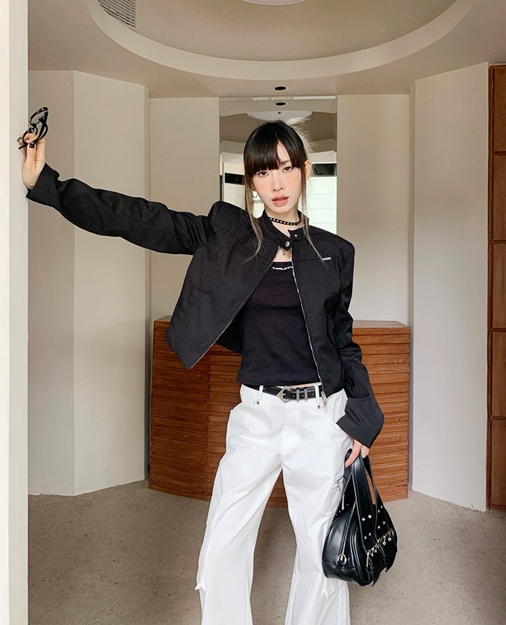 Sweet &amp; Cool Girl Style Stand Collar Jacket