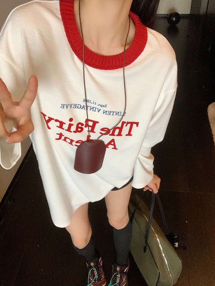 American INS-Style Round Neck Oversized Tee