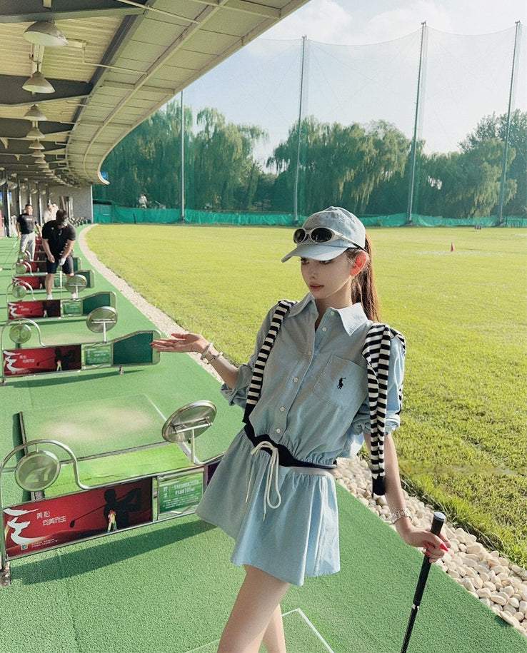 Shirt dress with shawl two-piece set, effortless chic style