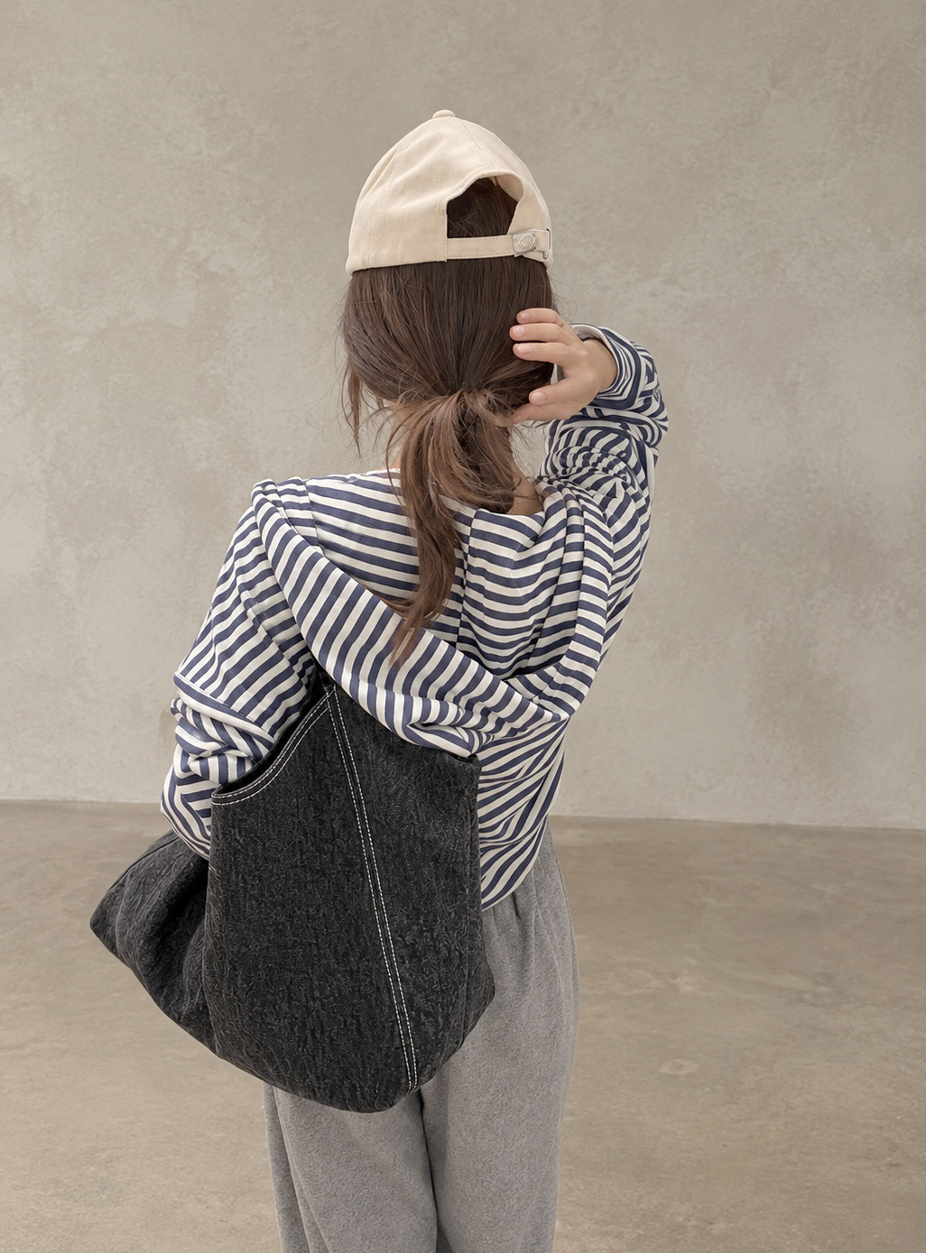 Korean-Inspired Blue Striped Hooded Zip-Up