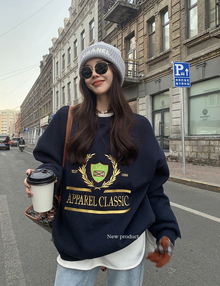 Fleece-lined loose-fit slit hem base layer top