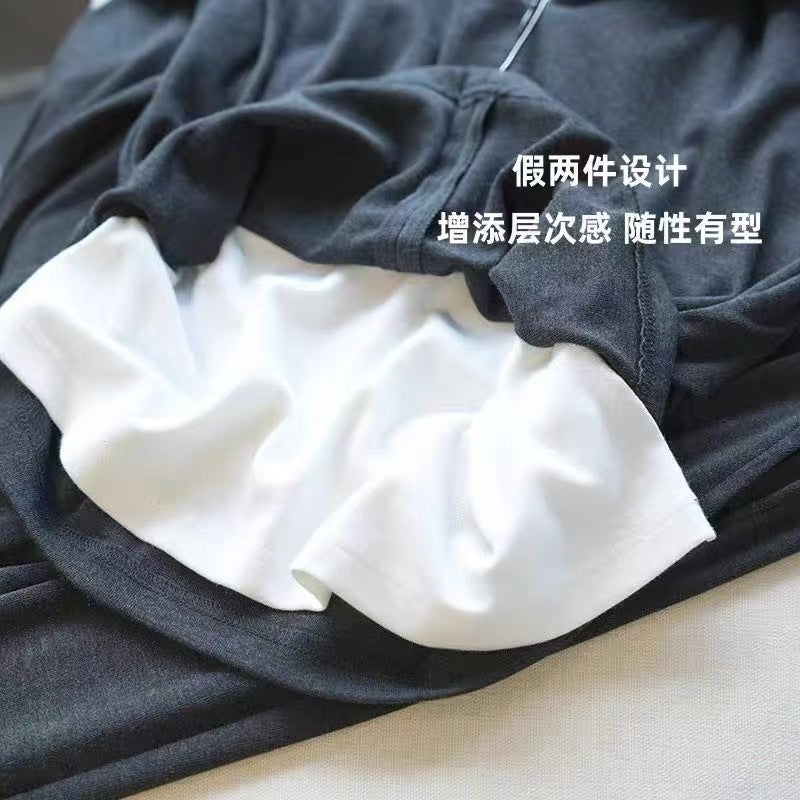 Cashmere hooded faux two-piece set