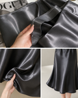 Glazed acetate satin midi skirt（charcoal grey）