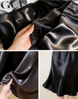 Glazed acetate satin midi skirt
