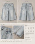 Light-Wash Wide-Leg Denim Bermuda Shorts