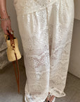 Hollow Lace Wide-Leg Pants
