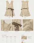 Linen‑blend sleeveless dress with 3D paisley embroidery.