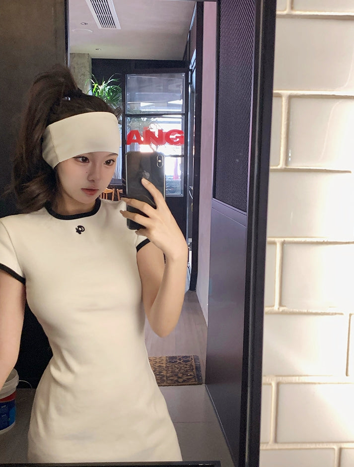 One-Piece Knitted Polo Dress