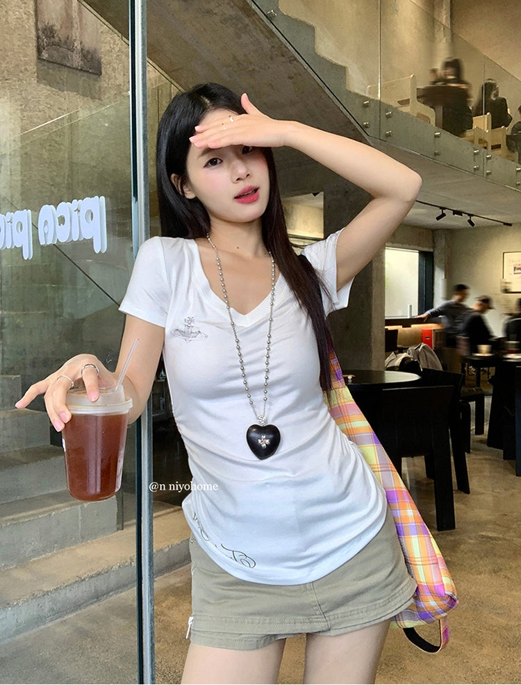 Minimalist V-Neck Fitted Top