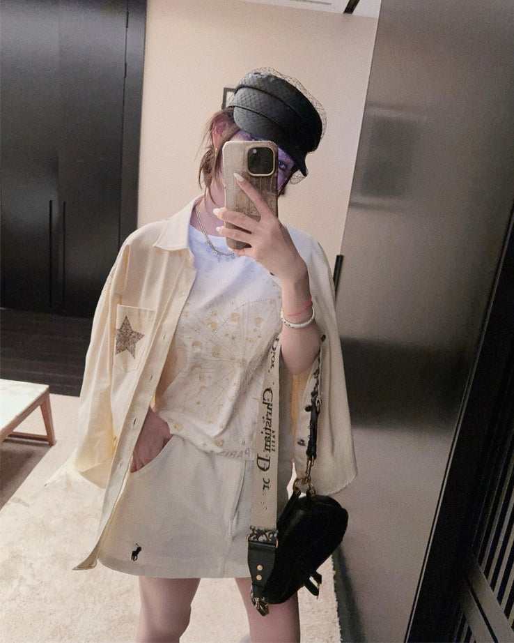 Dixr printed cotton denim shirt