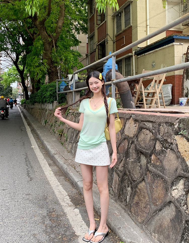 A-Line Polka Dot Mini Skirt