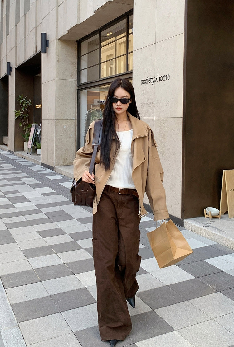Korean Style Khaki Trench Coat