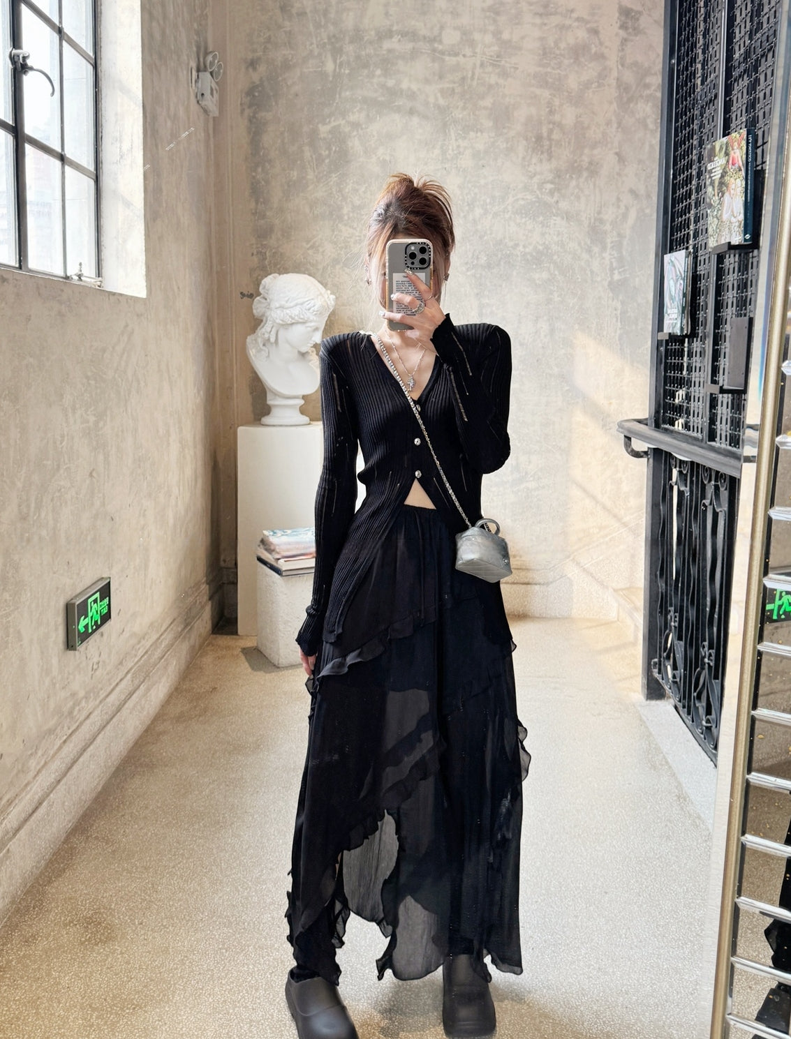 Dark Aesthetic Semi-Sheer Sun Protection Cardigan