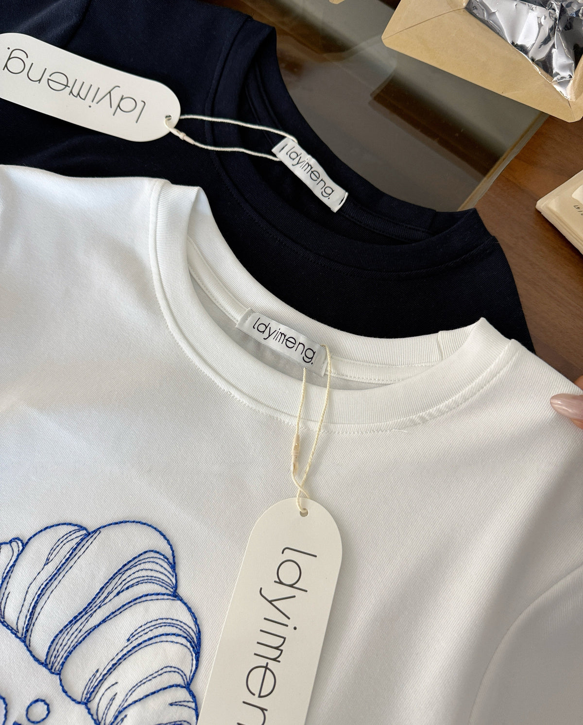 Korean-Inspired Croissant Embroidered Tee