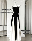 Black and White Patchwork Maxi Slip Dress