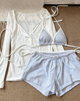 Striped Bikini &amp; Cover-Up 4-Piece Set