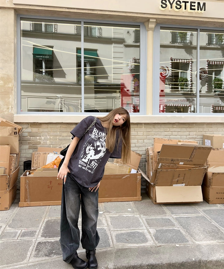 Premium Graphite Grey Punk Portrait Cotton Tee