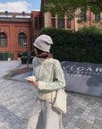 Letter Jacquard Wool Thick Jacket