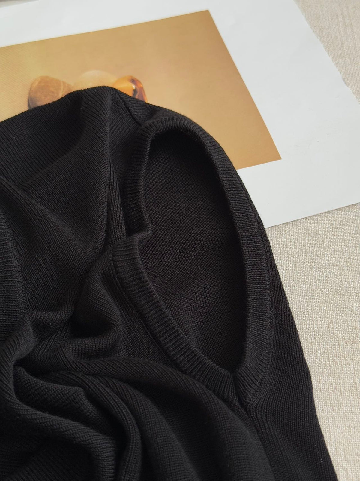 Minimalist Deep U-Neck Knit Top