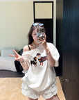 JENNIE Style One-Shoulder Oversized Dachshund Cotton Tee
