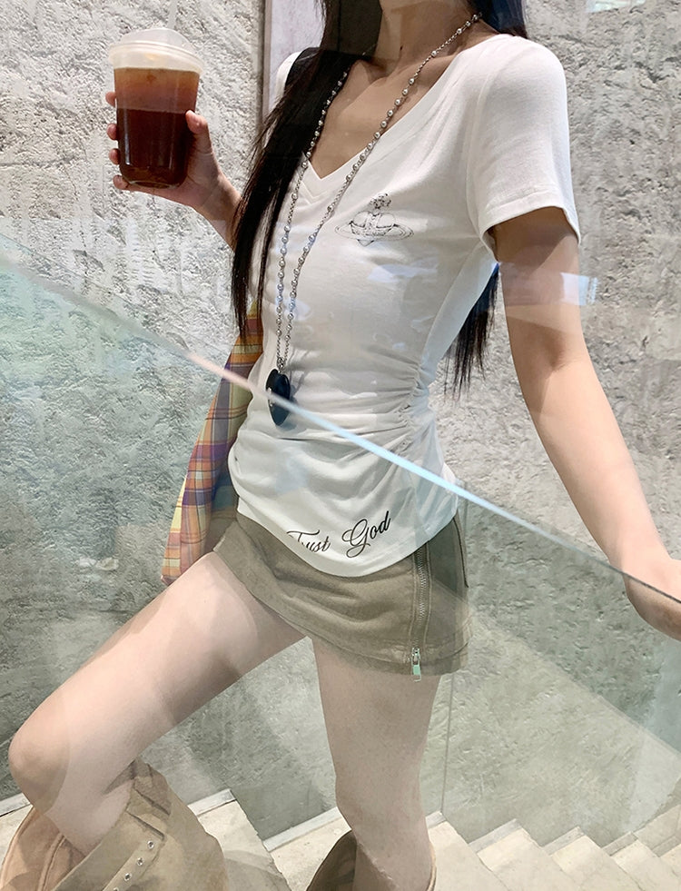 Minimalist V-Neck Fitted Top