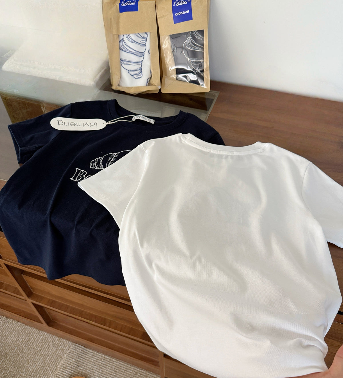 Korean-Inspired Croissant Embroidered Tee