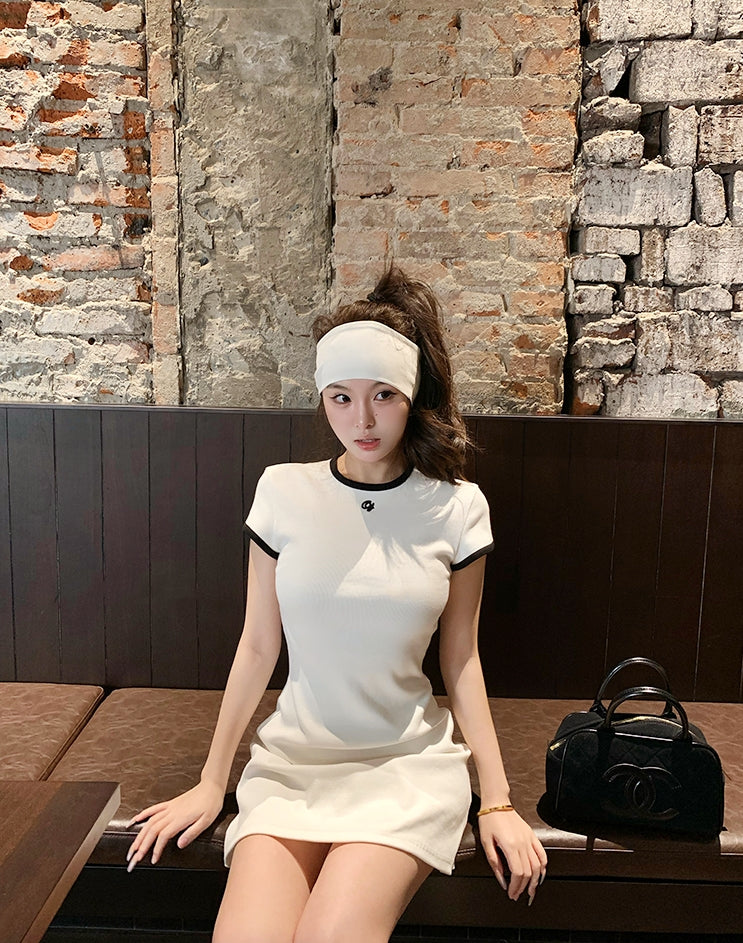 One-Piece Knitted Polo Dress