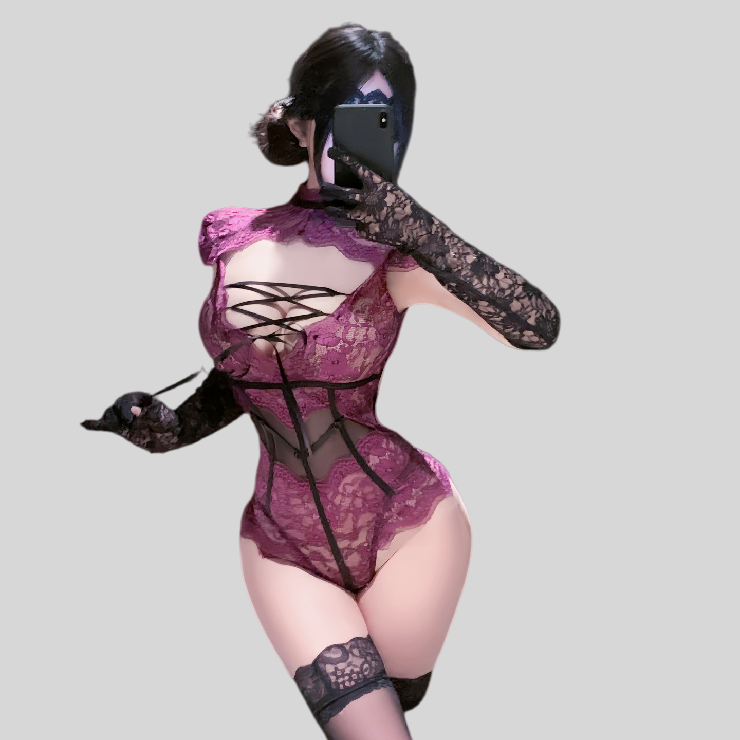 Lace-Trim Sheer Bodysuit