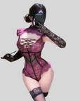 Lace-Trim Sheer Bodysuit