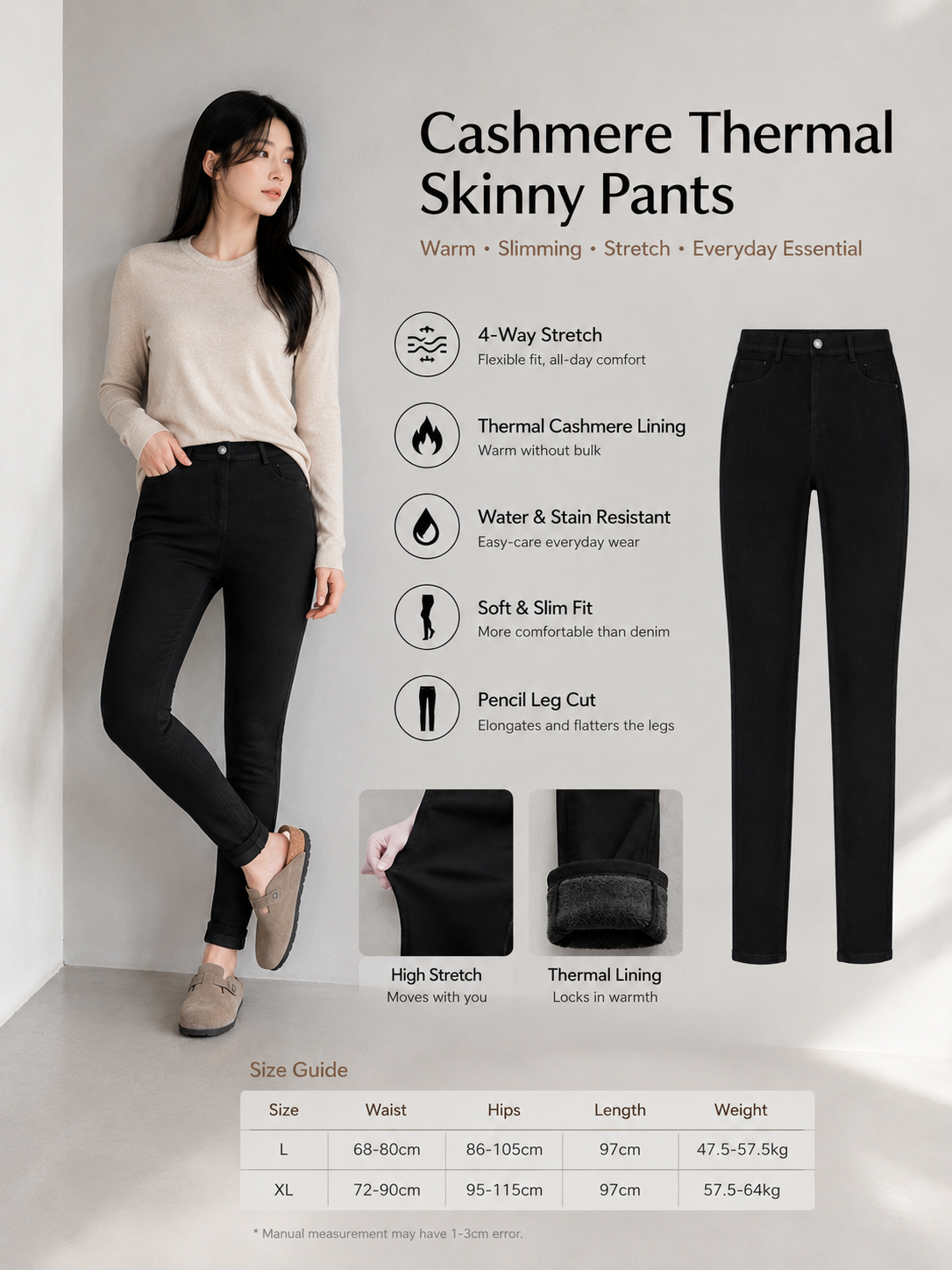 Cashmere Protein Thermal Skinny Pants
