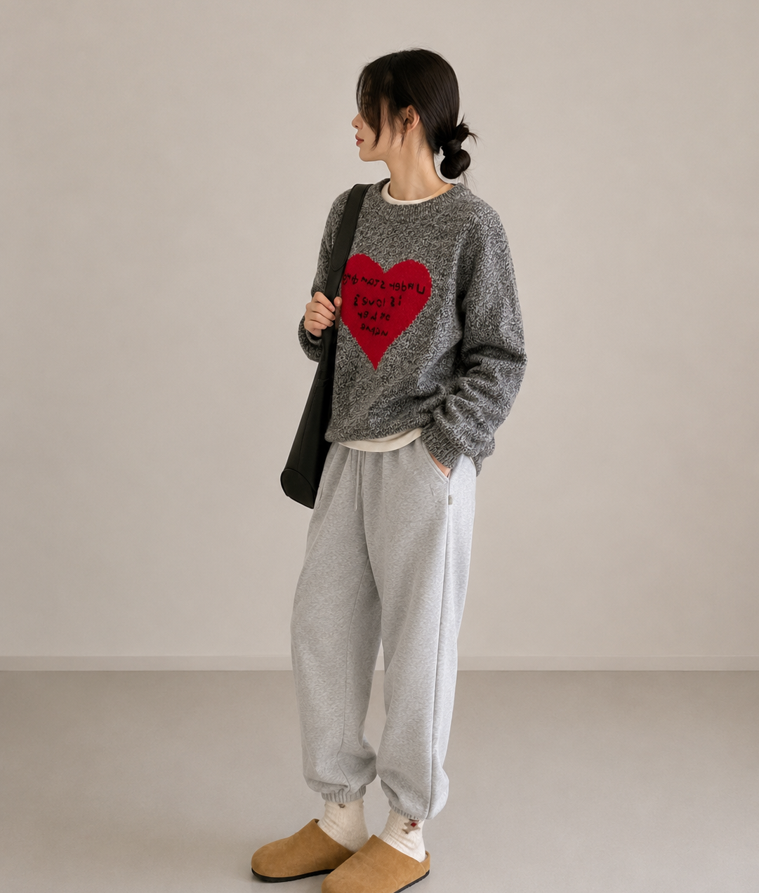 Korean Smile Patch Fleece Joggers