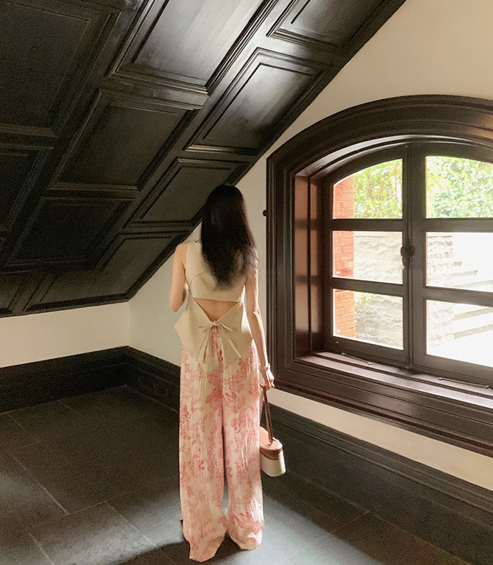 Vintage-Inspired Tie-Back Vest &amp;amp; Pants Set