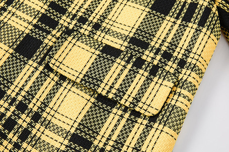 Yellow Plaid Blazer Jacket