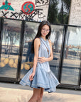 Pleated Denim Vest Dress