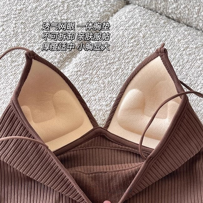 Thin-Strap Striped V-Neck Camisole