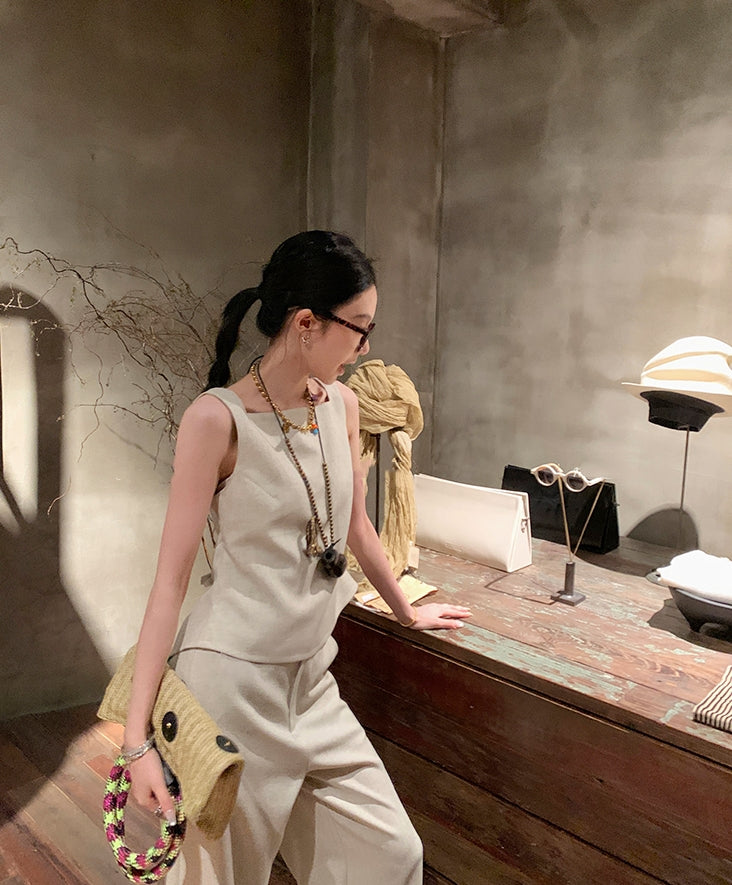 Vintage-Inspired Tie-Back Vest &amp;amp; Pants Set