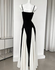 Black and White Patchwork Maxi Slip Dress