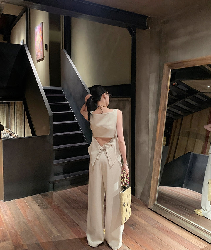 Vintage-Inspired Tie-Back Vest &amp;amp; Pants Set