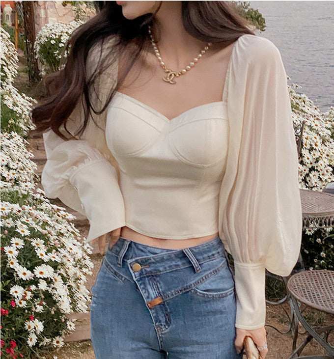 One-Neck Silver Mesh Blouse (Including Base)