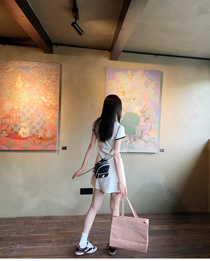 One-Piece Knitted Polo Dress