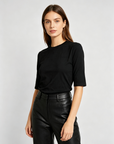 High-Stretch Cotton Half Sleeve Top