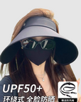 Foldable wide-brim open-top sun hat with black coating